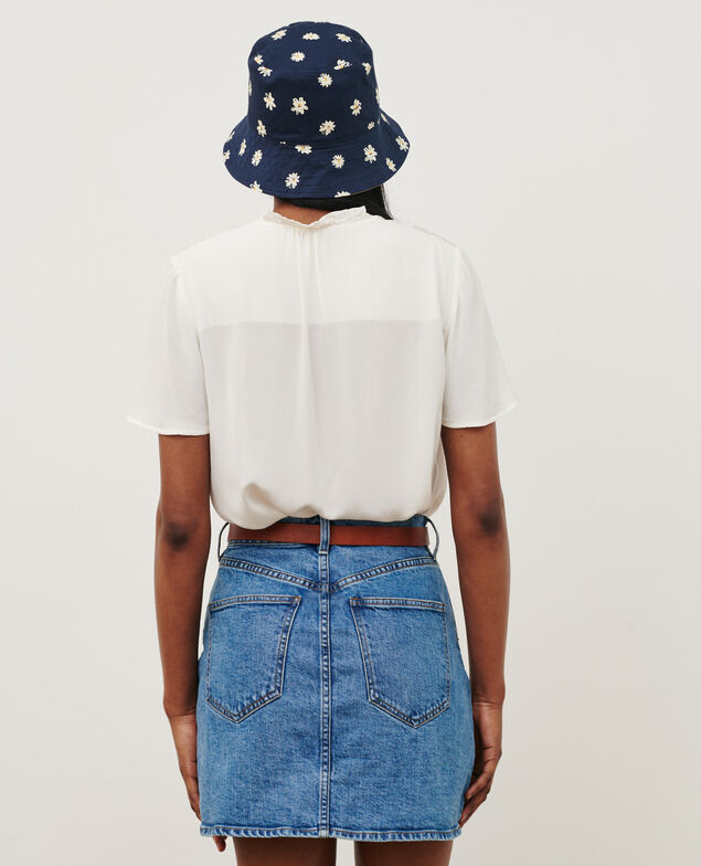 Blusa fluida de manga corta 0007 white