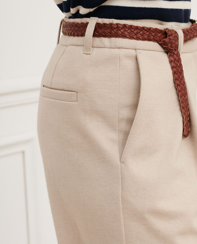 Pantalón cigarette de punto jersey de lana 8896 31_beige