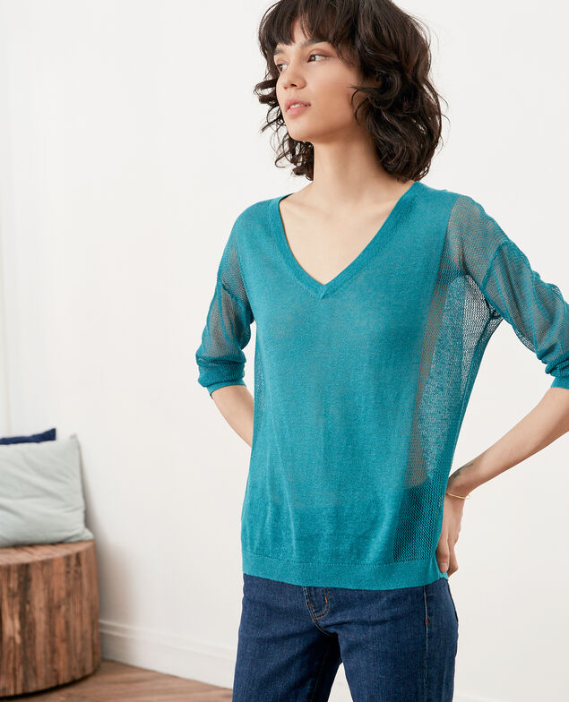 Jersey con detalles calados Pacific green