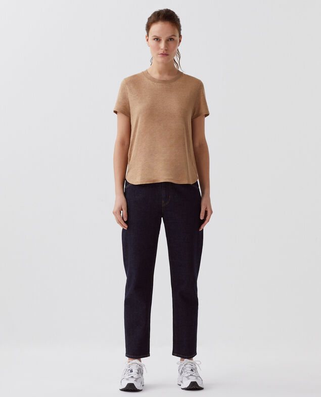 AMANDINE - Camiseta con cuello redondo de lino H330 tiger's eye
