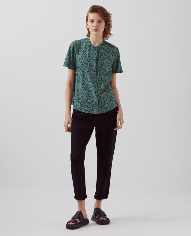 Blusa fluida de manga corta H642 petal majolica