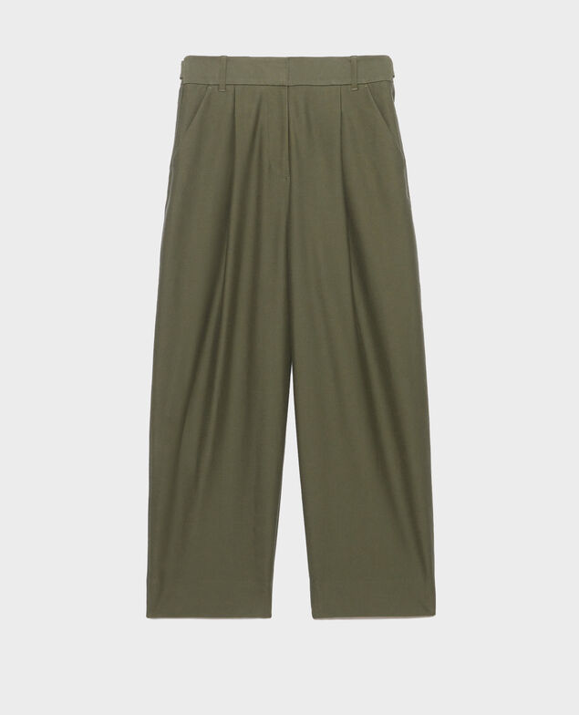 PEGGY - Pantalón carrot de sarga con punto jersey 0571 thyme green