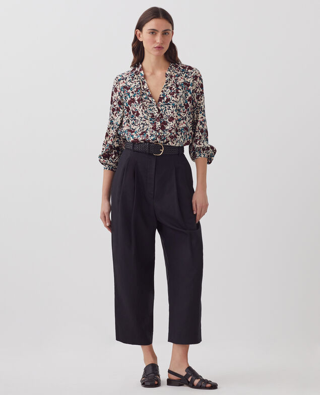 Camisa de manga larga fluida J751 leaf burgundy