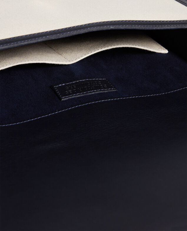 Bolso con solapa de tela y cuero Gardenia maritime blue