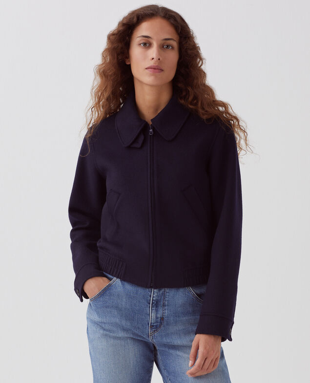 Cazadora corta de lana mezclada 8841 69 navy