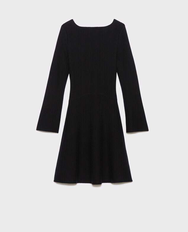 Vestido corto de lana merino A092 black knit 3wdk138w21