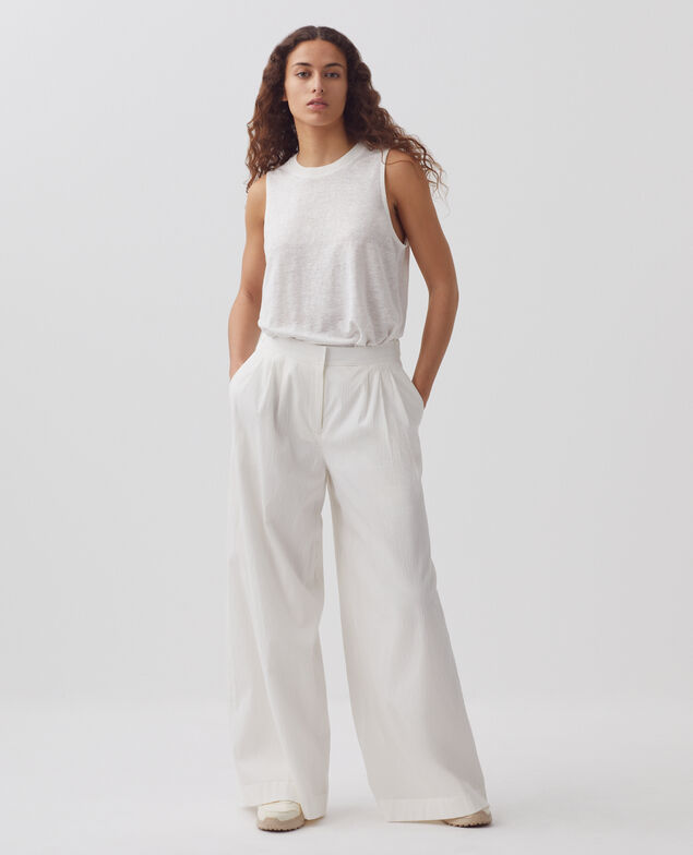 YVONNE - Pantalón amplio de algodón 8885 00 white