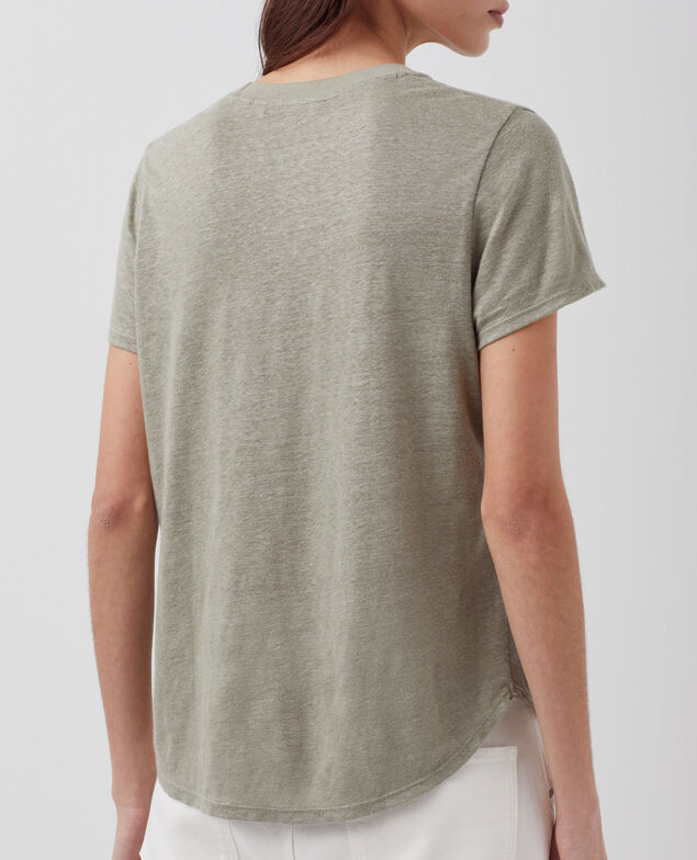 AMANDINE - Camiseta con cuello redondo de lino H050 vetiver