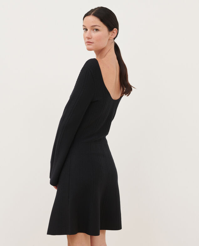 Vestido corto de lana merino A092 black knit 3wdk138w21