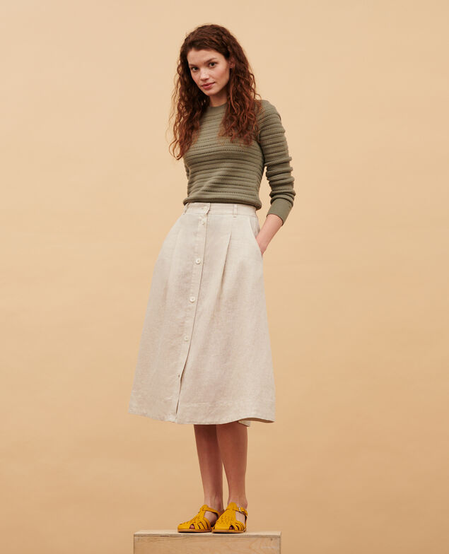 Falda midi de lino 0305 natural