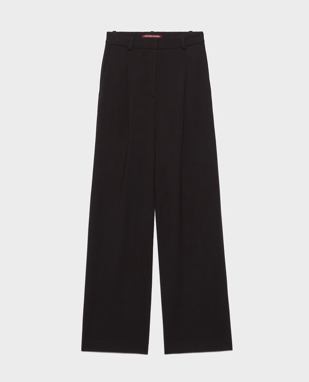 YVONNE - Pantalón ancho con pinzas 8853 09 black