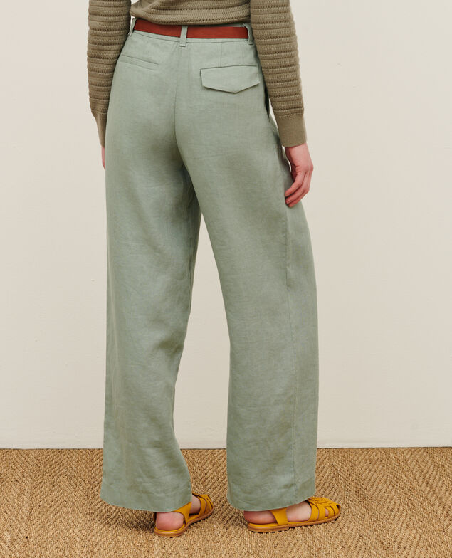 YVONNE - Pantalón ancho de lino 07 gray