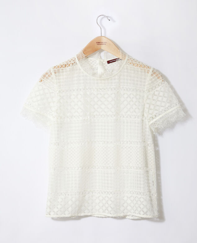 Blusa de encaje calado Blanco