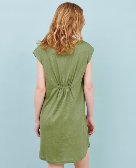 Vestido corto de lino 52 green 2sdj350f05