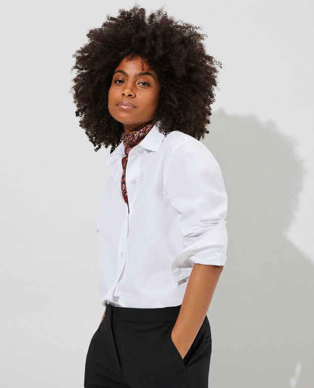 Camisa boyish de algodón Optical white