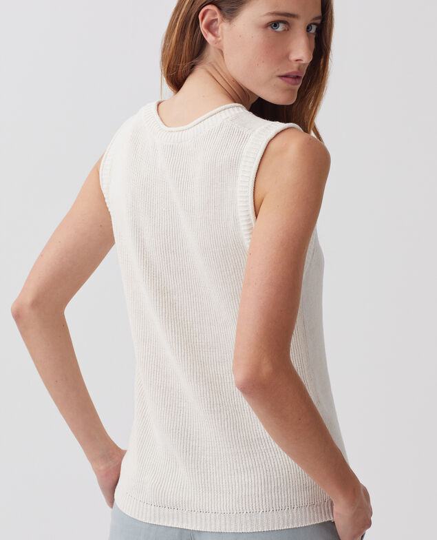 Top largo de lino H303 white swan