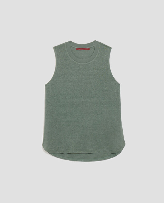 MARCELLE - Camiseta de lino sin mangas U570 olive