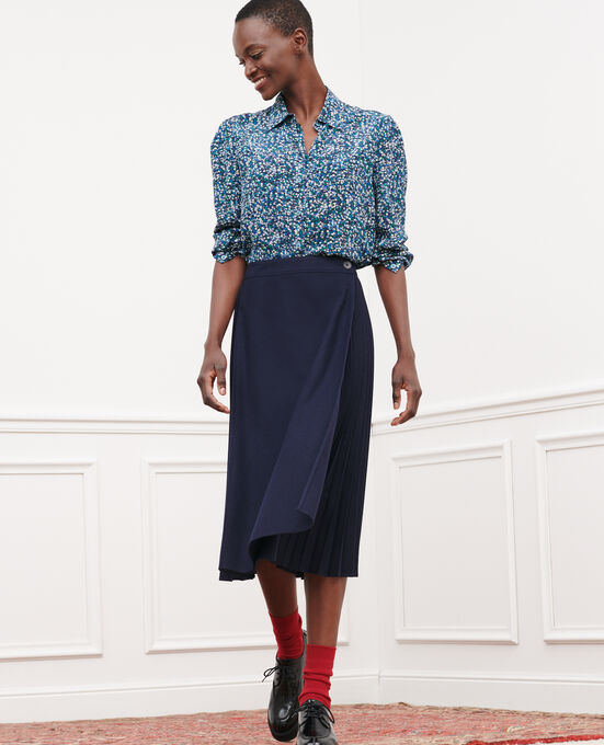 Falda plisada de franela 7012C 69 NAVY