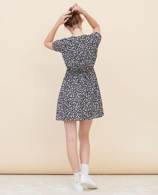 Vestido con escote cruzado 96 print navy