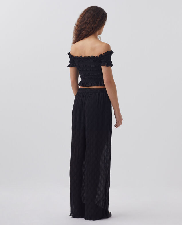Top corto con fruncidos H091 black beauty