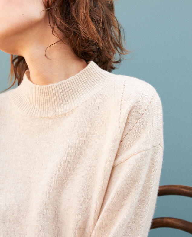 Jersey de cachemir con cuello subido  Beige