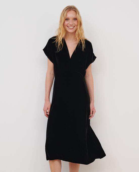 Vestido largo de terciopelo A091 BLACK