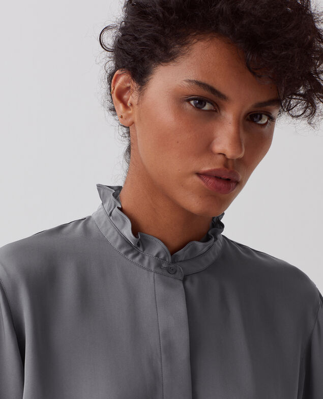 Camisa fluida con volantes U060 grey