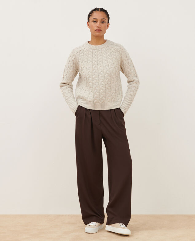 YVONNE - Pantalón amplio y fluido A371 solid brown coffee 3wpj003v08