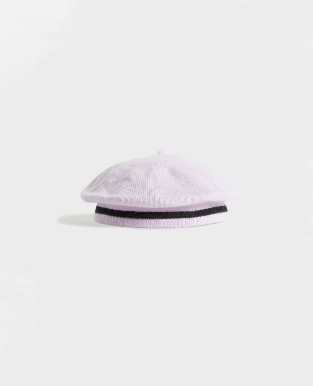 Boina de cachemir Stripe lilac blackbeauty