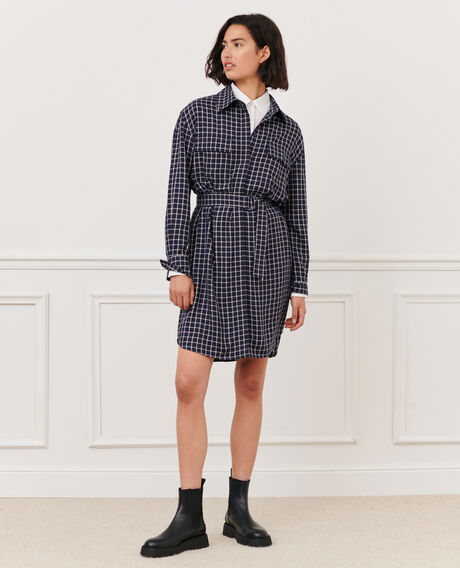 Vestido camisero de cuadros 8869 69 navy check 2wdr277v13