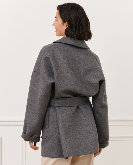 Abrigo de lana y cachemir de doble cara Gris chine Pantin
