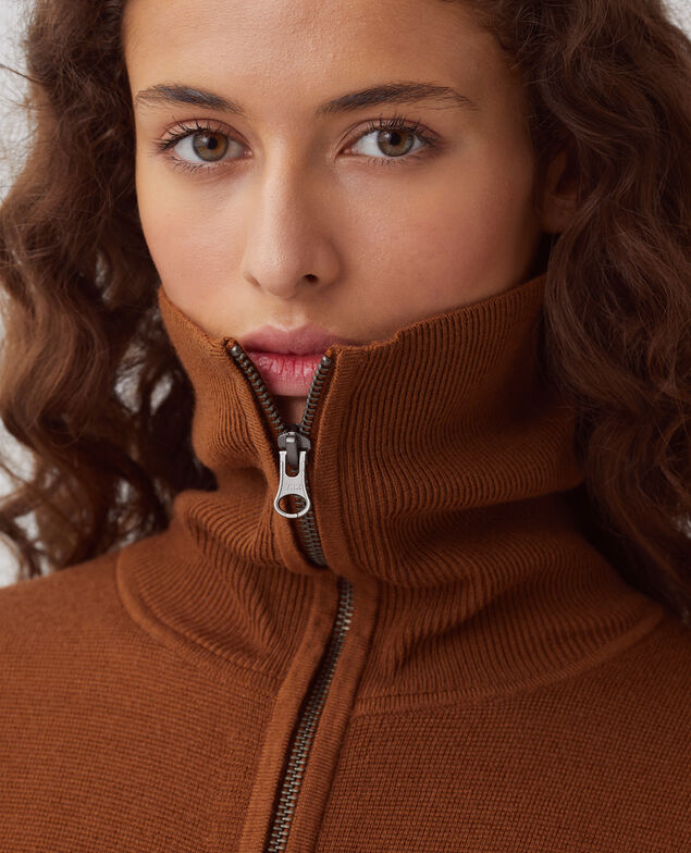 Cárdigan con cremallera con lana merino I360 brown