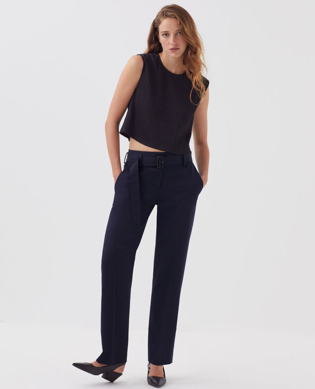 COLETTE - Pantalón recto ajustado de lana H695 night sky