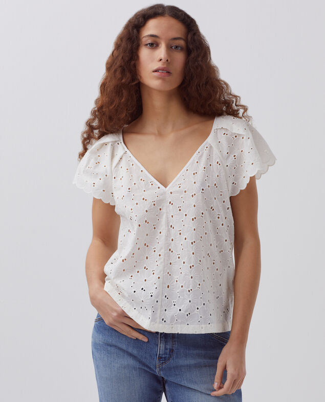 Top bordado de algodón H003 white