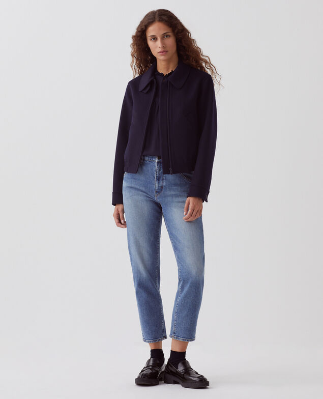 Cazadora corta de lana mezclada 8841 69 navy