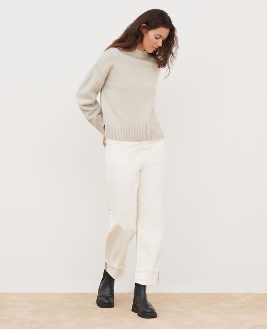Jersey Cuello subido de lana merino A009 WHITE KNIT