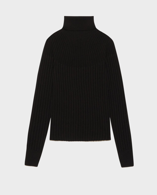 Jersey ajustado de lana merino 8853 09 black