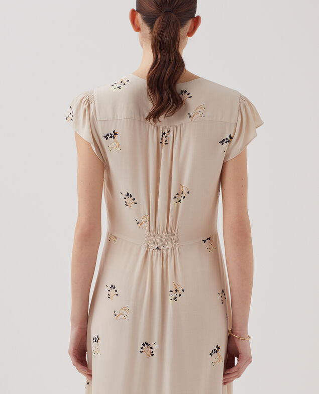 LUDIVINE - Vestido largo fluido J311 fl bouquet beige