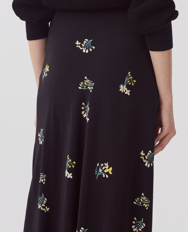 Falda midi fluida J091 fl bouquet black