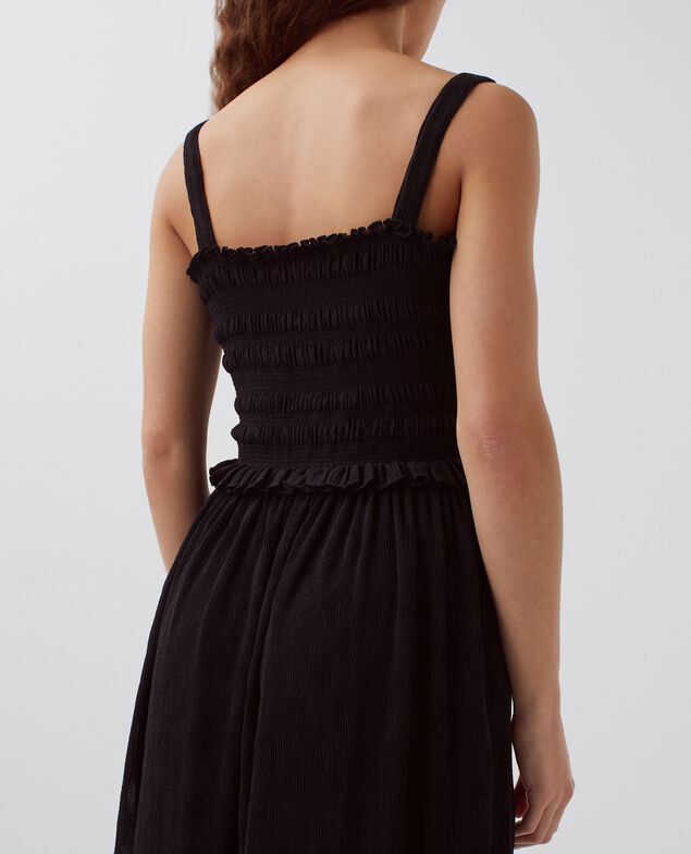 Vestido largo fluido con fruncidos H091 black beauty