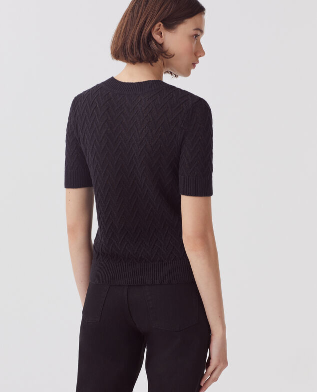 Jersey de lino con manga corta H091 black beauty
