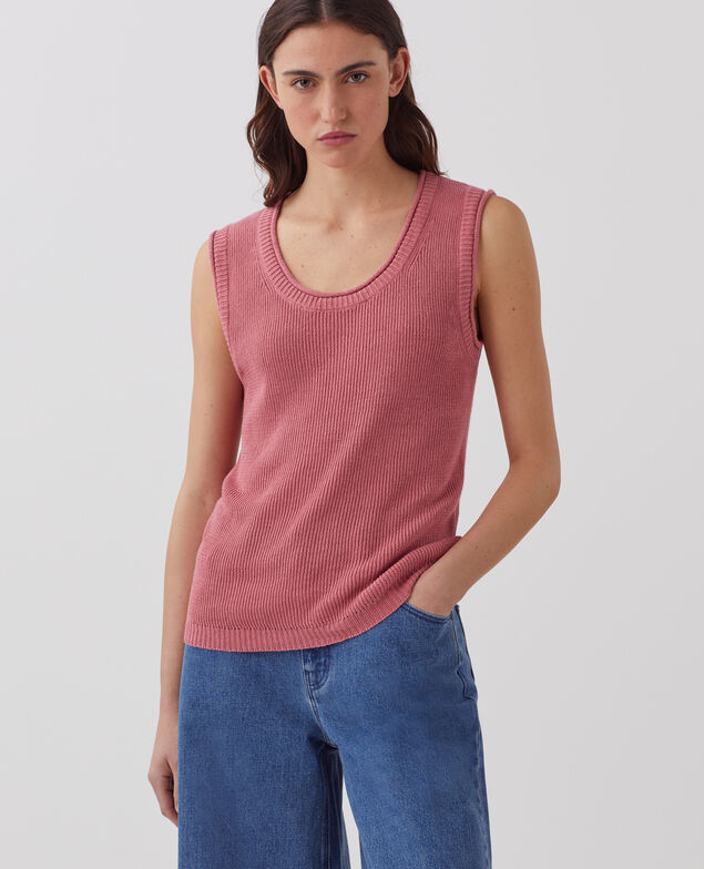Top largo de lino J130 baroque rose