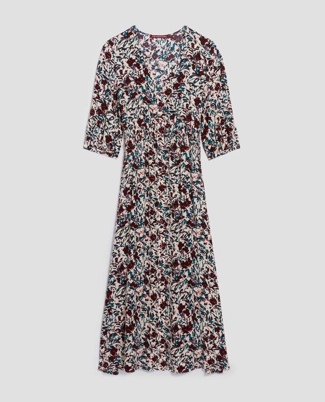 LUDIVINE - Vestido largo fluido J751 leaf burgundy