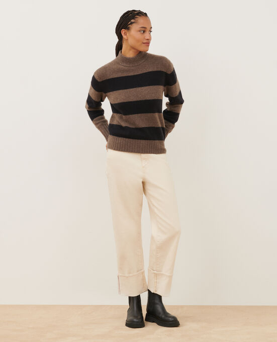 Jersey de cachemir A351 LT BROWN STRIPE