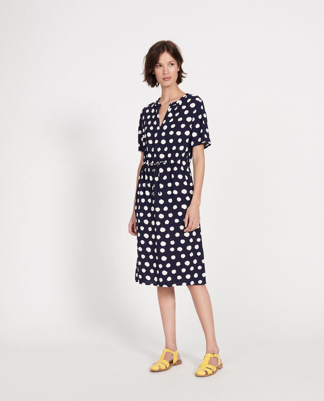 Vestido recto y fluido Dots maritime blue