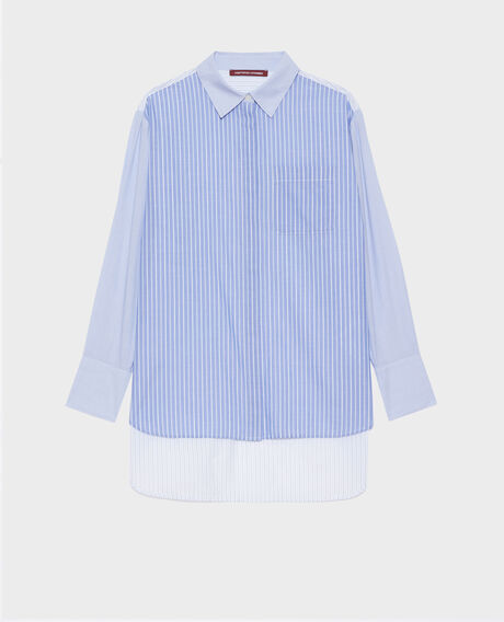 Camisa de algodón con bajo redondeado 0622 blue medium stripes 3ssh038c21