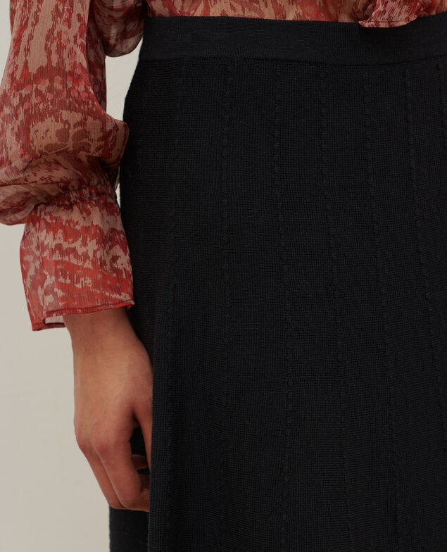Falda corta de lana merino A092 black knit 3wsk137w21