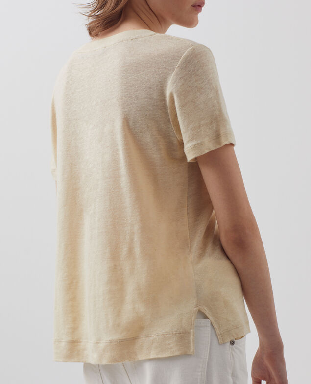 SARAH - Camiseta de lino con cuello de pico
