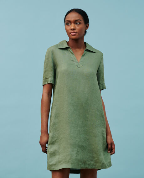 DAISY - Vestido icónico de lino 52 green 2sdr355f04