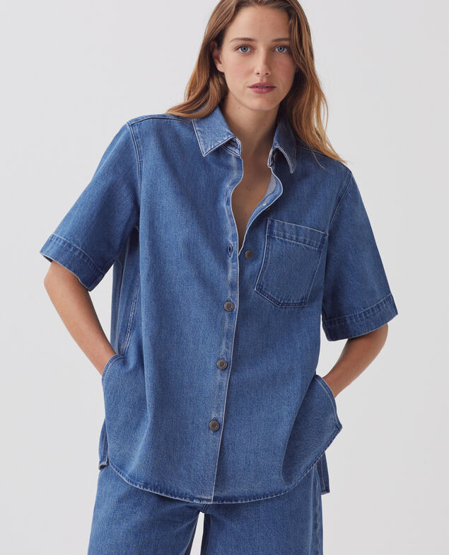 Camisa en denim de algodón J621 light blue